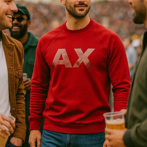 Armani Exchange Men’s Red Logo Sweatshirt Size M - Picture 1 of 7